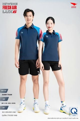 Áo Cầu Lông Pickleball HIWING FRESH AIR LUX6 Nam Nữ Màu Xanh Than