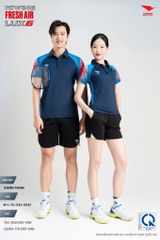 Áo Cầu Lông Pickleball HIWING FRESH AIR LUX6 Nam Nữ Màu Xanh Than