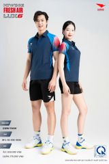 Áo Cầu Lông Pickleball HIWING FRESH AIR LUX6 Nam Nữ Màu Xanh Than