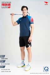 Áo Cầu Lông Pickleball HIWING FRESH AIR LUX6 Nam Nữ Màu Xanh Than