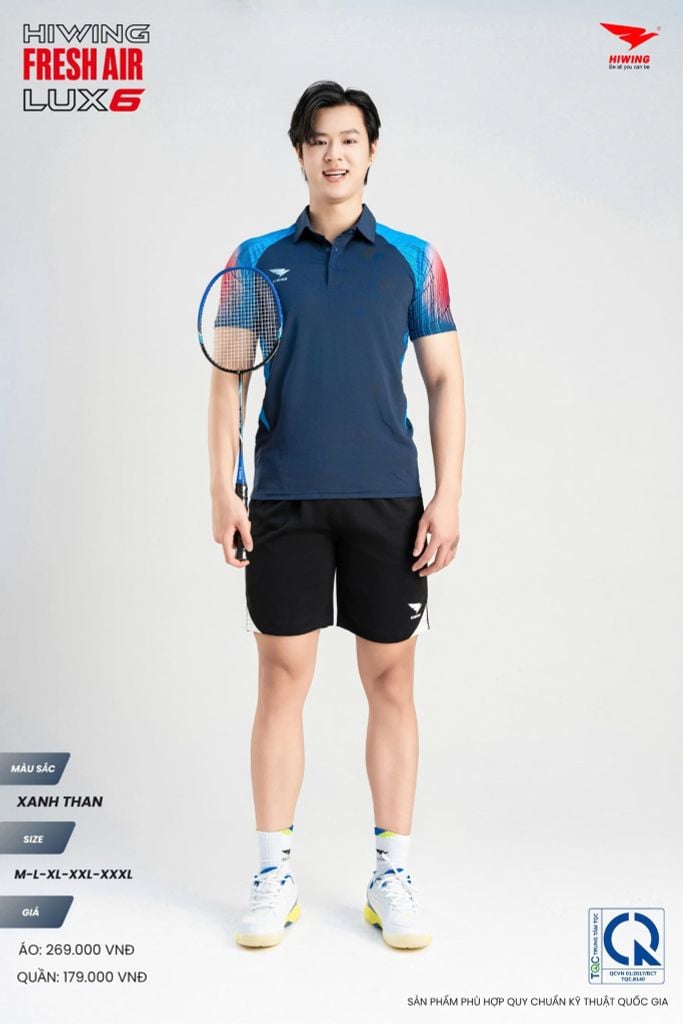 Áo Cầu Lông Pickleball HIWING FRESH AIR LUX6 Nam Nữ Màu Xanh Đỏ