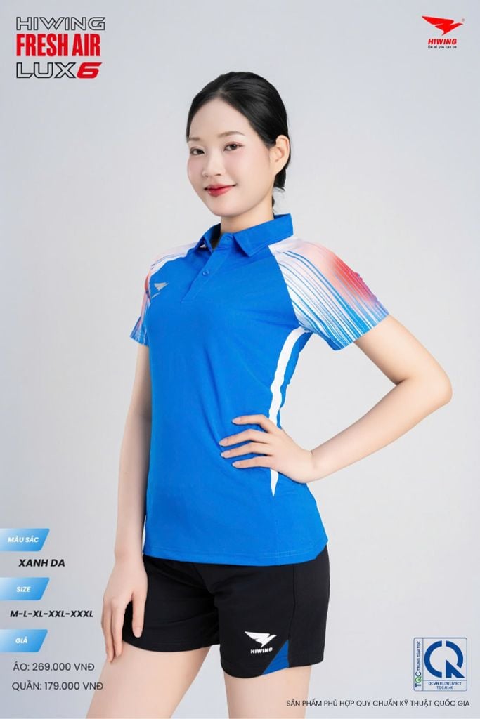Áo Cầu Lông Pickleball HIWING FRESH AIR LUX6 Nam Nữ Màu Xanh Da