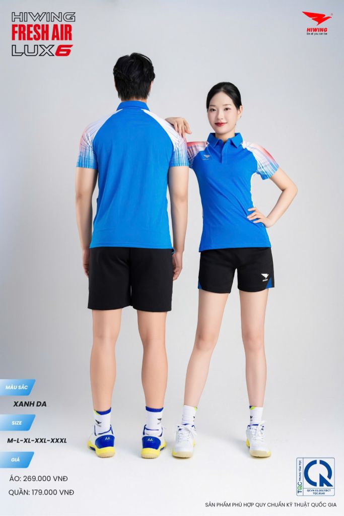 Áo Cầu Lông Pickleball HIWING FRESH AIR LUX6 Nam Nữ Màu Xanh Da