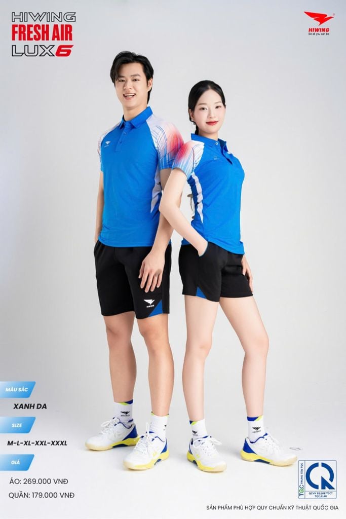 Áo Cầu Lông Pickleball HIWING FRESH AIR LUX6 Nam Nữ Màu Xanh Da