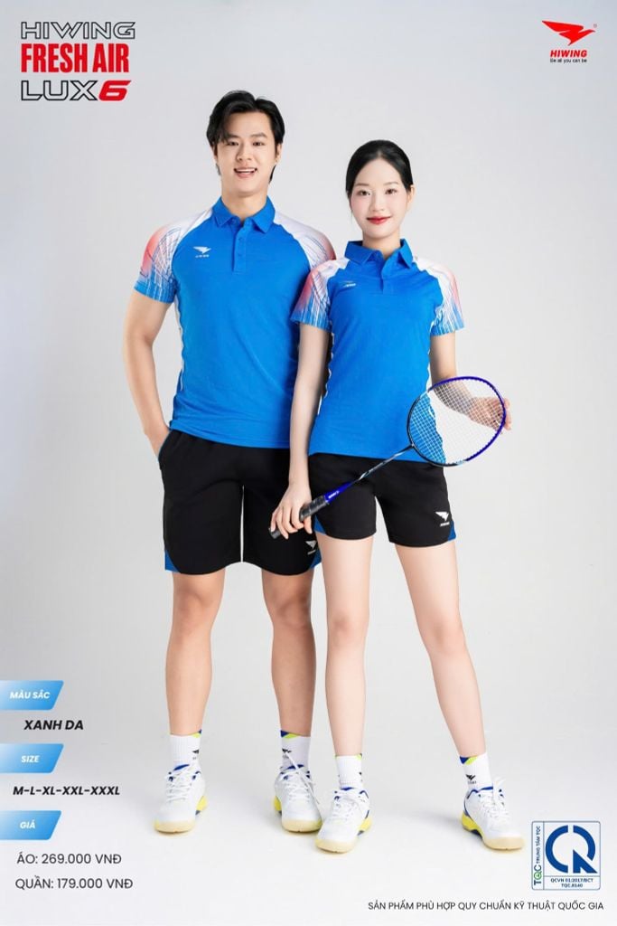 Áo Cầu Lông Pickleball HIWING FRESH AIR LUX6 Nam Nữ Màu Xanh Da