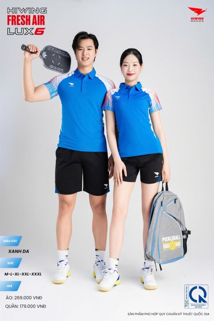 Áo Cầu Lông Pickleball HIWING FRESH AIR LUX6 Nam Nữ Màu Xanh Da
