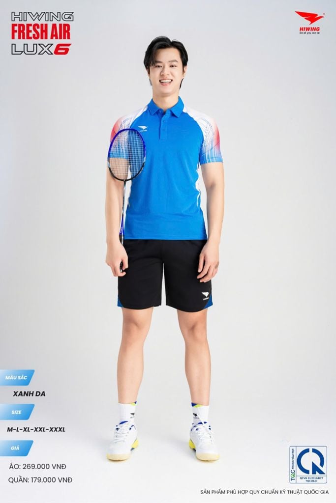 Áo Cầu Lông Pickleball HIWING FRESH AIR LUX6 Nam Nữ Màu Xanh Da