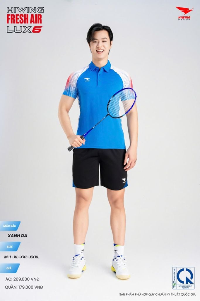 Áo Cầu Lông Pickleball HIWING FRESH AIR LUX6 Nam Nữ Màu Xanh Da