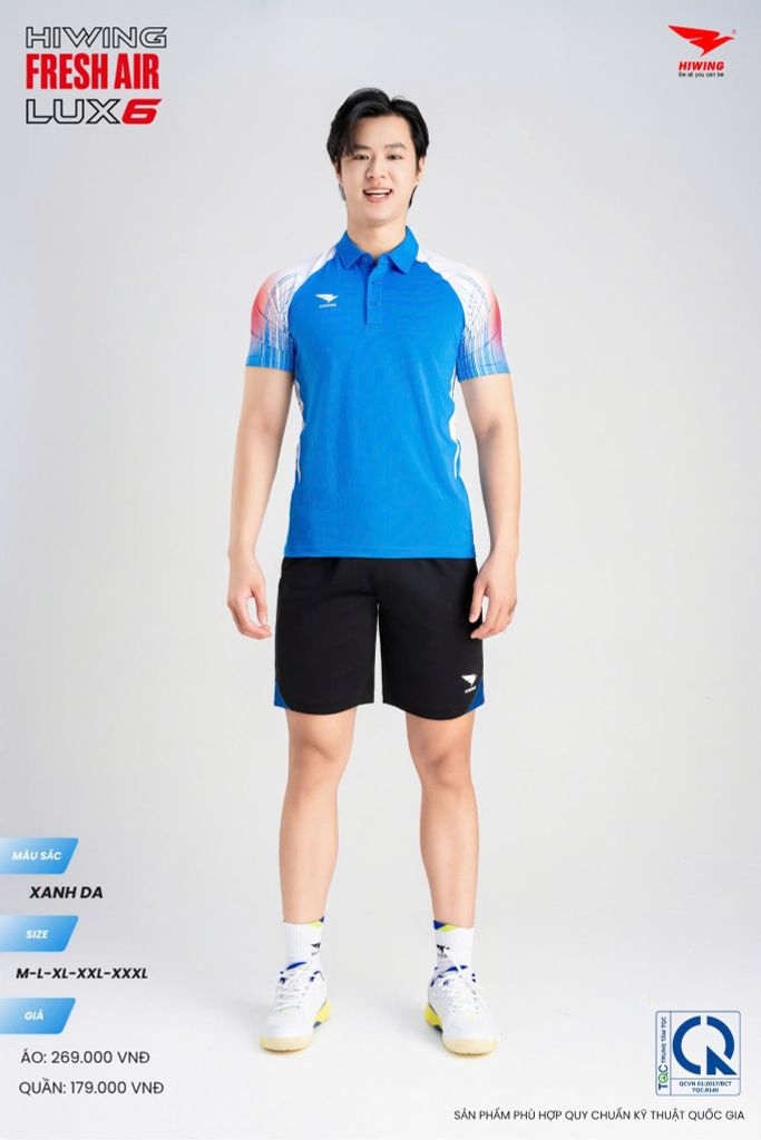 Áo Cầu Lông Pickleball HIWING FRESH AIR LUX6 Nam Nữ Màu Xanh Da