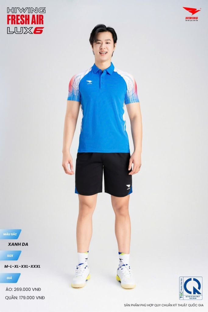 Áo Cầu Lông Pickleball HIWING FRESH AIR LUX6 Nam Nữ Màu Xanh Đỏ