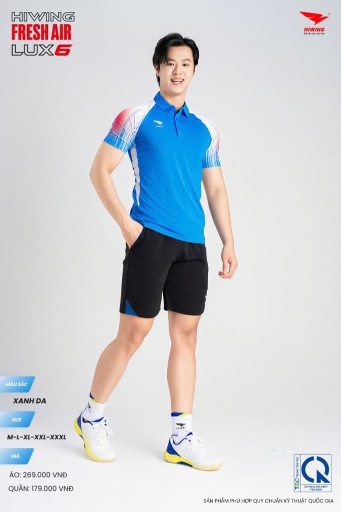 Áo Cầu Lông Pickleball HIWING FRESH AIR LUX6 Nam Nữ Màu Xanh Da