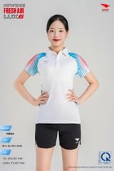 Áo Cầu Lông Pickleball HIWING FRESH AIR LUX6 Nam Nữ Màu Xanh Trắng