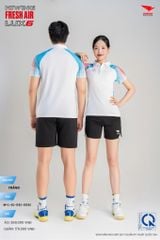 Áo Cầu Lông Pickleball HIWING FRESH AIR LUX6 Nam Nữ Màu Xanh Trắng