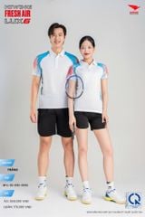 Áo Cầu Lông Pickleball HIWING FRESH AIR LUX6 Nam Nữ Màu Xanh Trắng