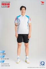 Áo Cầu Lông Pickleball HIWING FRESH AIR LUX6 Nam Nữ Màu Xanh Trắng