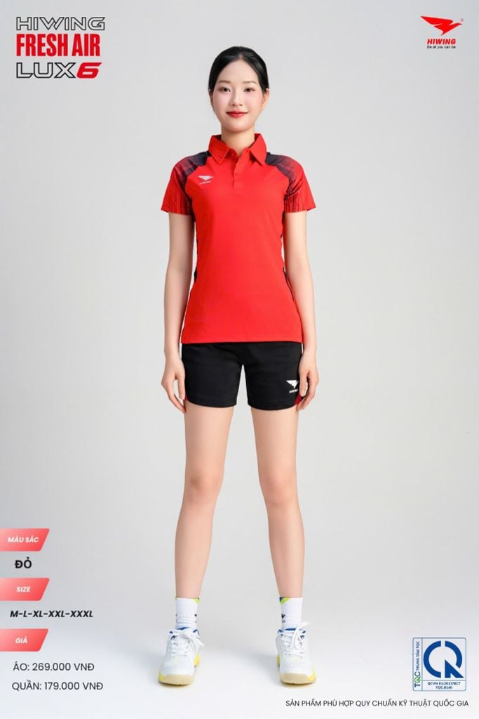 Áo Cầu Lông Pickleball HIWING FRESH AIR LUX6 Nam Nữ Màu Xanh Đỏ