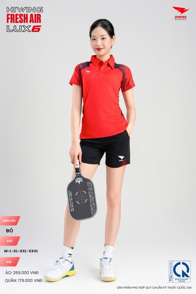 Áo Cầu Lông Pickleball HIWING FRESH AIR LUX6 Nam Nữ Màu Xanh Đỏ