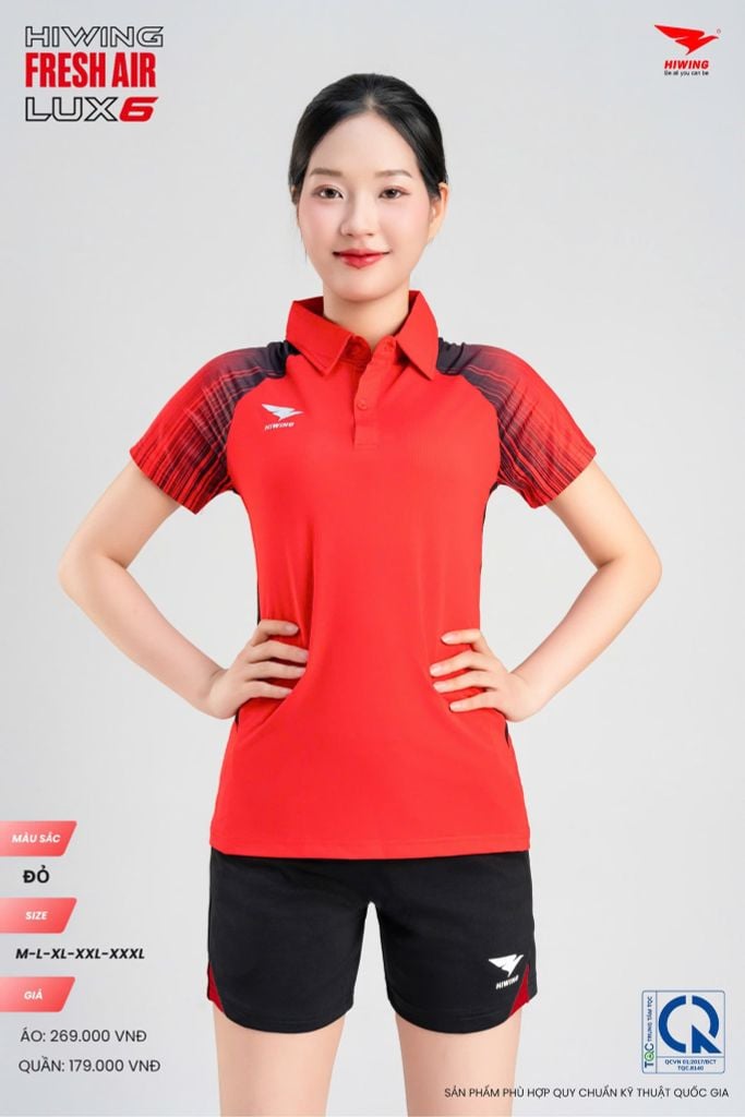 Áo Cầu Lông Pickleball HIWING FRESH AIR LUX6 Nam Nữ Màu Xanh Đỏ