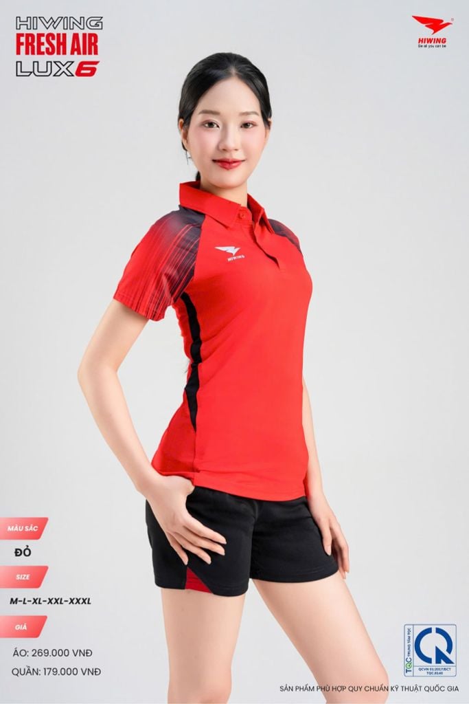 Áo Cầu Lông Pickleball HIWING FRESH AIR LUX6 Nam Nữ Màu Xanh Đỏ