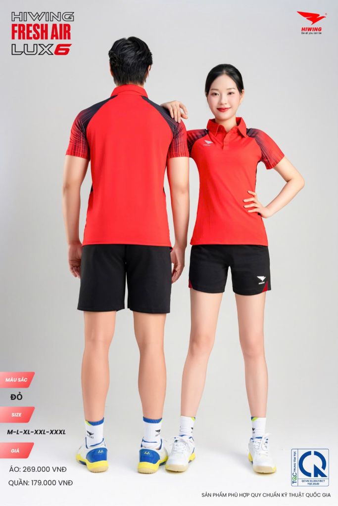 Áo Cầu Lông Pickleball HIWING FRESH AIR LUX6 Nam Nữ Màu Xanh Đỏ