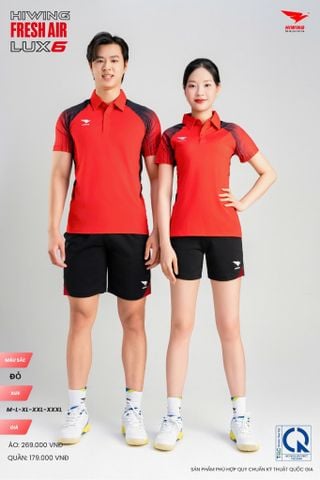 Áo Cầu Lông Pickleball HIWING FRESH AIR LUX6 Nam Nữ Màu Xanh Đỏ