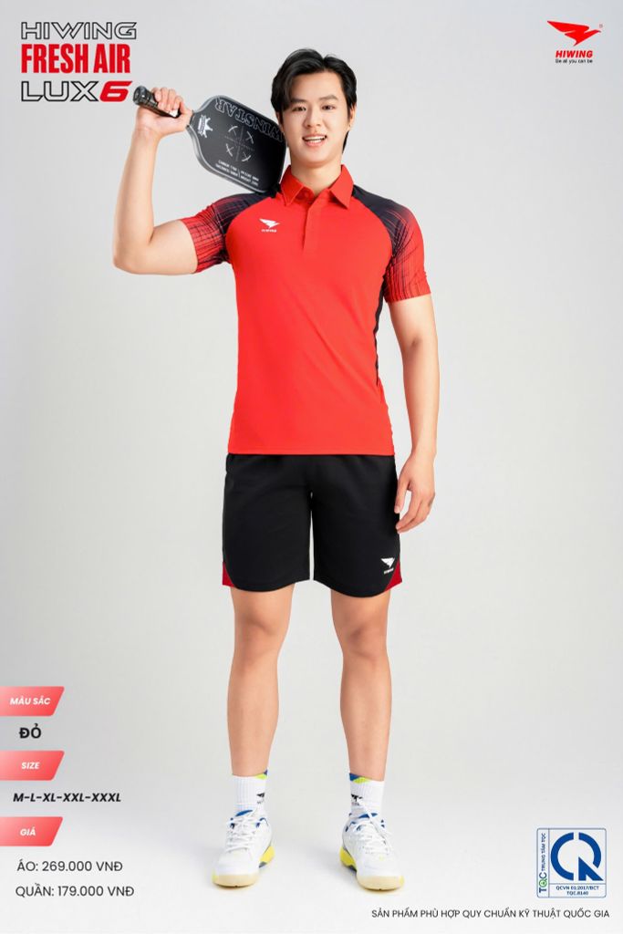 Áo Cầu Lông Pickleball HIWING FRESH AIR LUX6 Nam Nữ Màu Xanh Đỏ