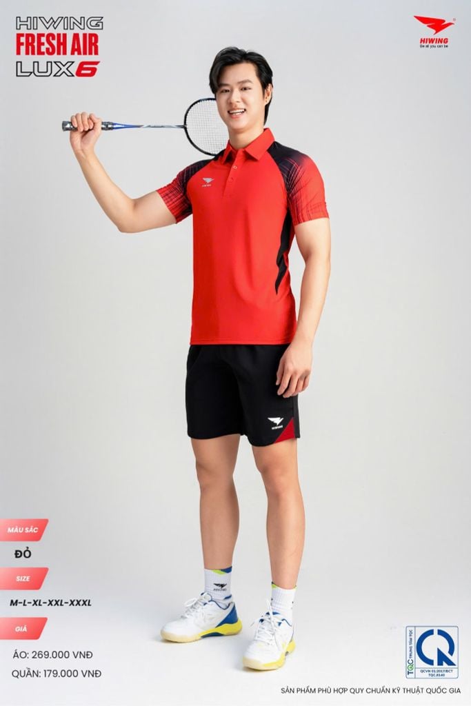 Áo Cầu Lông Pickleball HIWING FRESH AIR LUX6 Nam Nữ Màu Xanh Đỏ