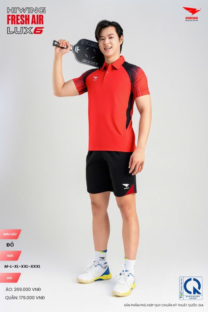 Áo Cầu Lông Pickleball HIWING FRESH AIR LUX6 Nam Nữ Màu Xanh Đỏ