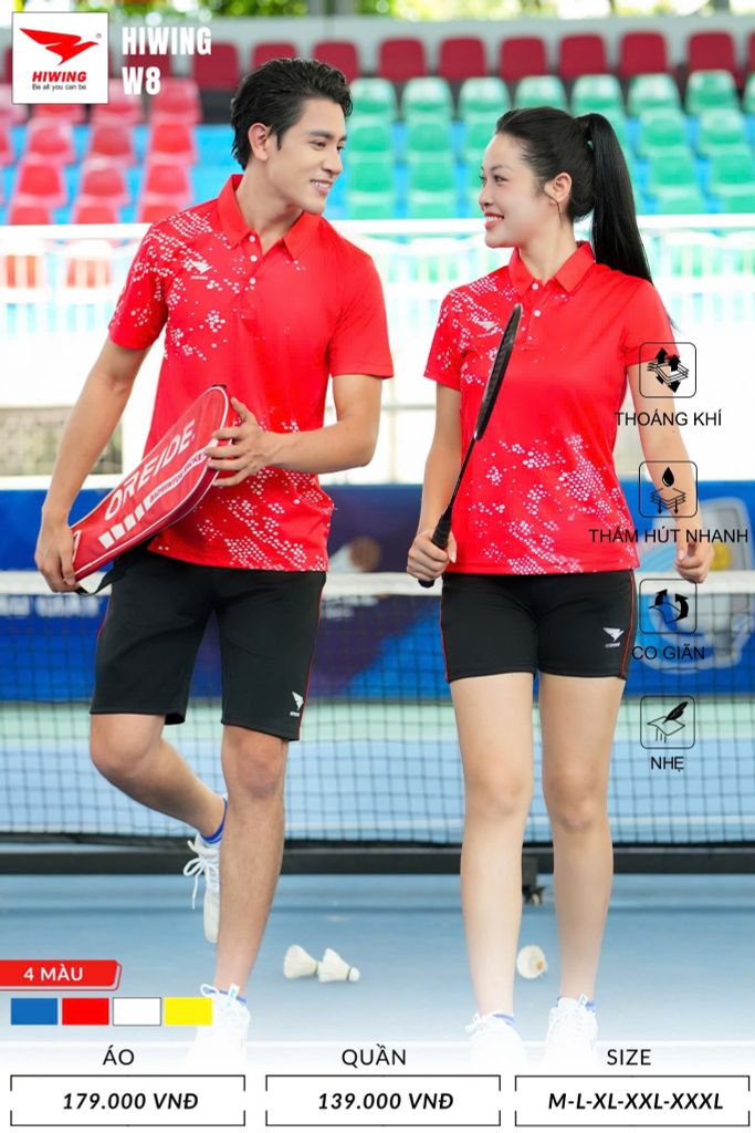 Áo Cầu Lông , Pickleball Hiwing W8 - Màu Trắng
