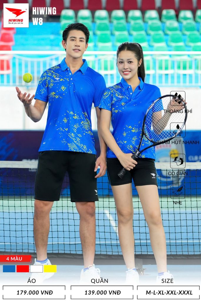 Áo Cầu Lông , Pickleball Hiwing W8 - Màu Trắng