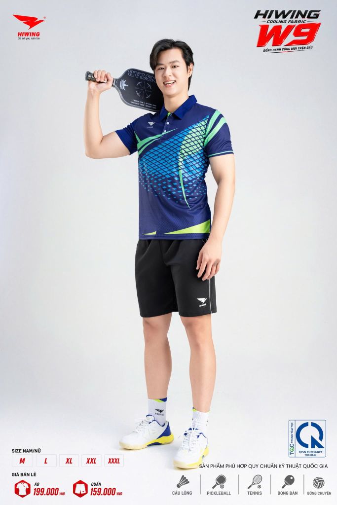 Áo Pickleball Cầu Lông Hiwing Cooling Fabric W9 Nam Nữ Màu Đỏ