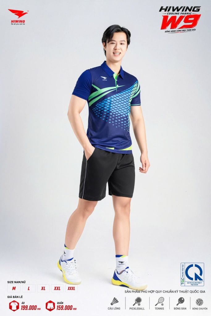Áo Pickleball Cầu Lông Hiwing Cooling Fabric W9 Nam Nữ Màu Xanh Navy