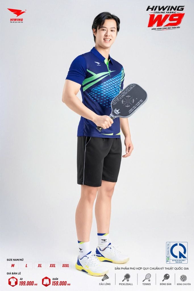 Áo Pickleball Cầu Lông Hiwing Cooling Fabric W9 Nam Nữ Màu Xanh Navy