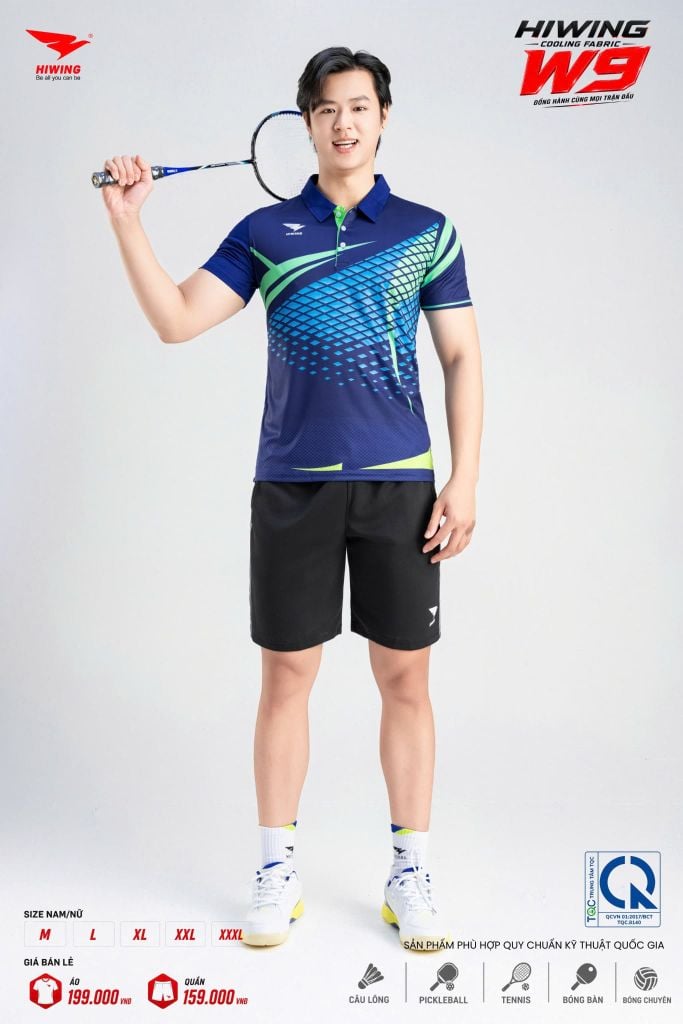 Áo Pickleball Cầu Lông Hiwing Cooling Fabric W9 Nam Nữ Màu Xanh Navy