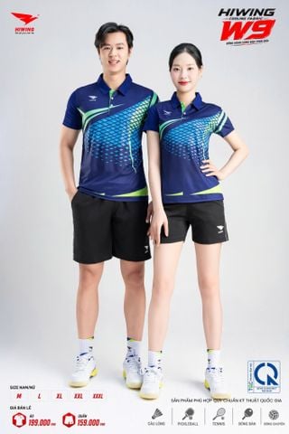 Áo Pickleball Cầu Lông Hiwing Cooling Fabric W9 Nam Nữ Màu Xanh Navy