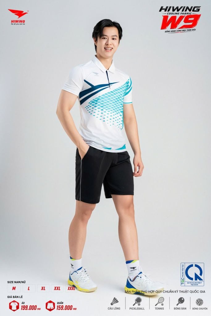 Áo Pickleball Cầu Lông Hiwing Cooling Fabric W9 Nam Nữ Màu Trắng