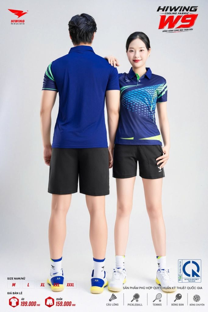 Áo Pickleball Cầu Lông Hiwing Cooling Fabric W9 Nam Nữ Màu Xanh Navy