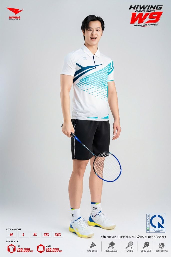 Áo Pickleball Cầu Lông Hiwing Cooling Fabric W9 Nam Nữ Màu Trắng