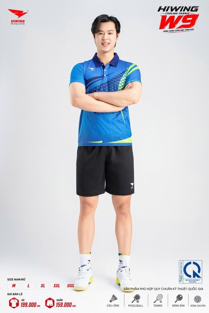 Áo Pickleball Cầu Lông Hiwing Cooling Fabric W9 Nam Nữ Màu Xanh Dương