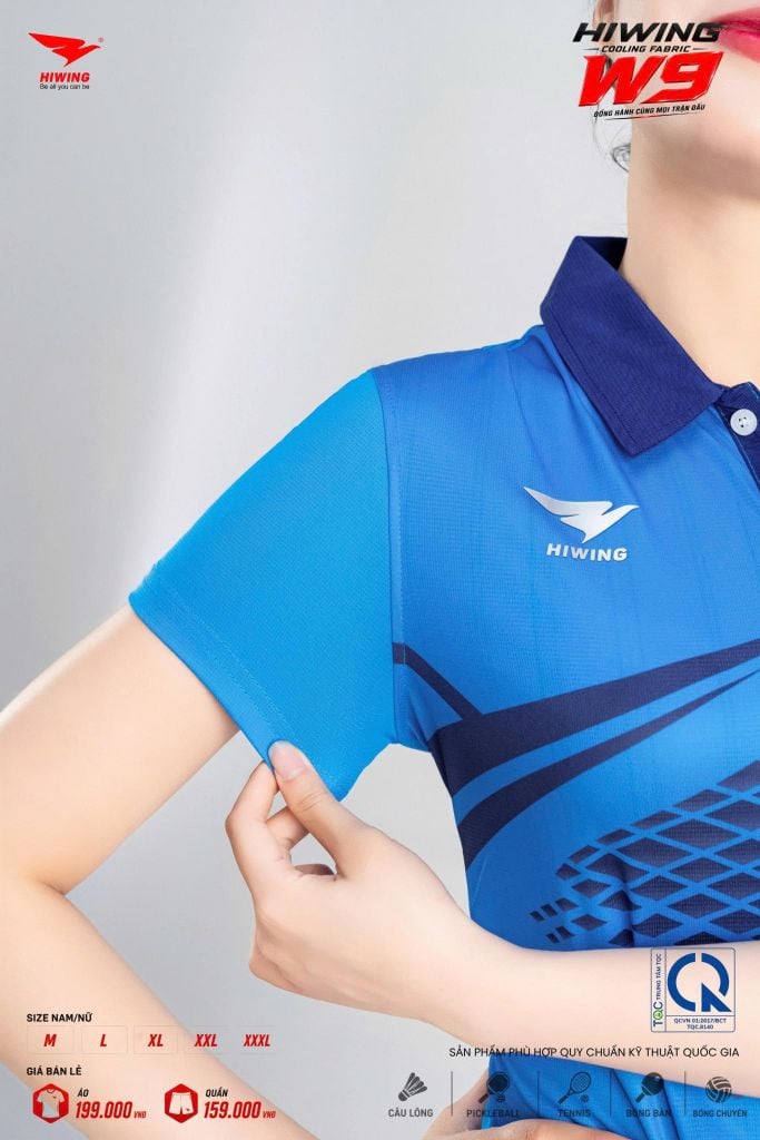 Áo Pickleball Cầu Lông Hiwing Cooling Fabric W9 Nam Nữ Màu Xanh Dương