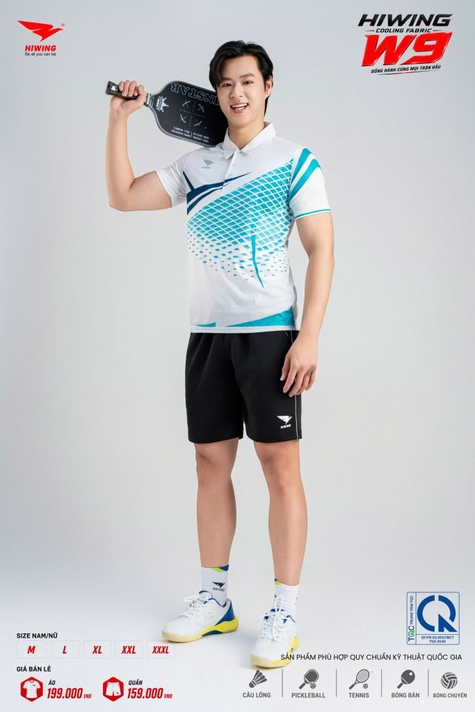 Áo Pickleball Cầu Lông Hiwing Cooling Fabric W9 Nam Nữ Màu Xanh Navy