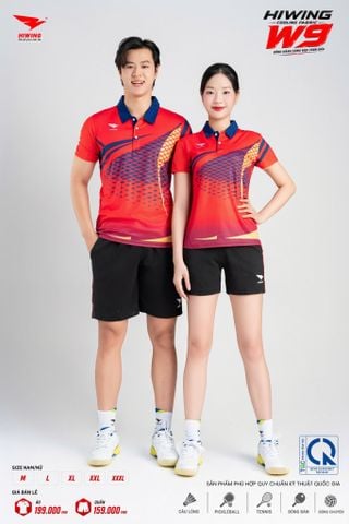 Áo Pickleball Cầu Lông Hiwing Cooling Fabric W9 Nam Nữ Màu Đỏ