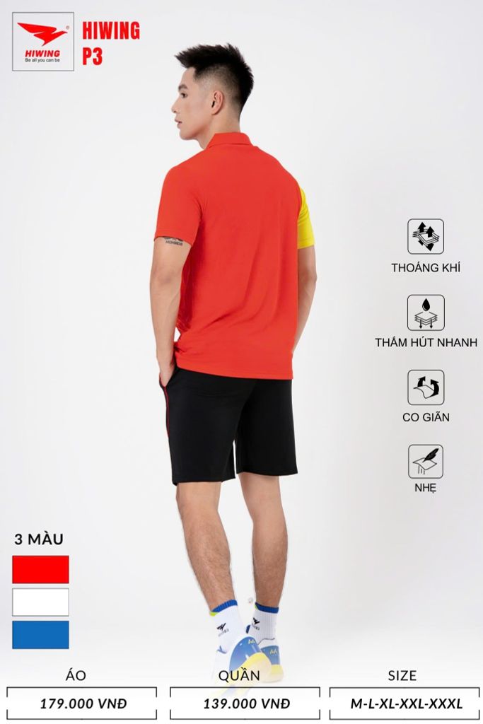 Áo Pickleball, Cầu Lông Hiwing P3 –  Màu Đỏ