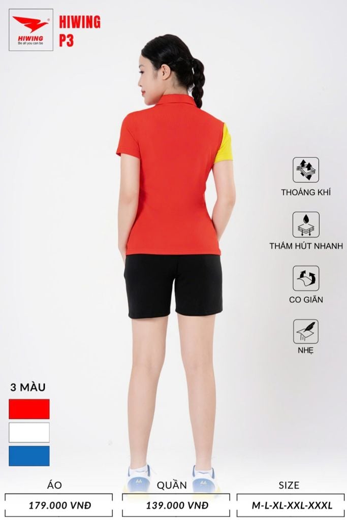 Áo Pickleball, Cầu Lông Hiwing P3 –  Màu Đỏ