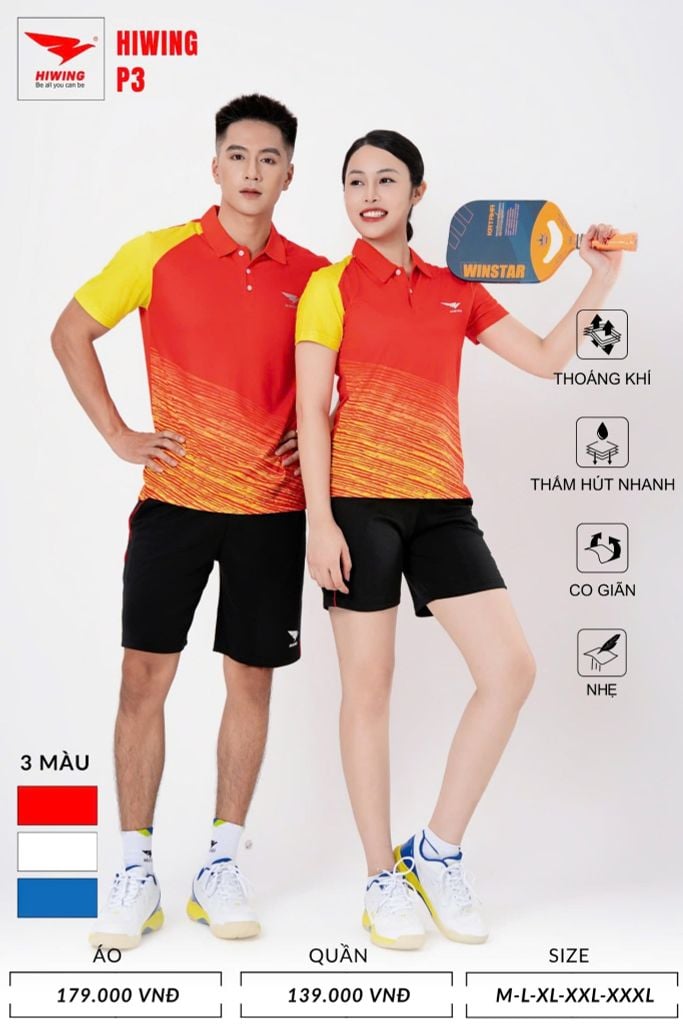 Áo Pickleball, Cầu Lông Hiwing P3 –  Màu Đỏ