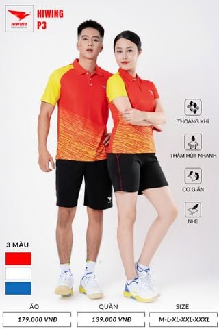 Áo Pickleball, Cầu Lông Hiwing P3 –  Màu Đỏ