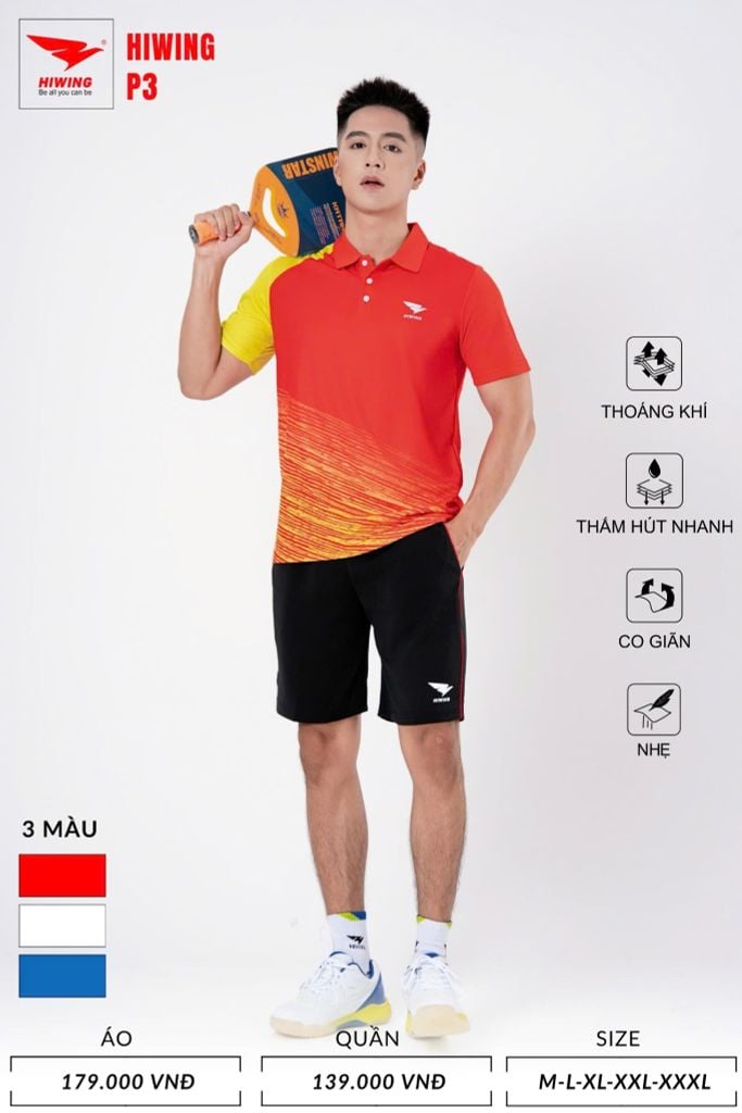Áo Pickleball, Cầu Lông Hiwing P3 –  Màu Đỏ
