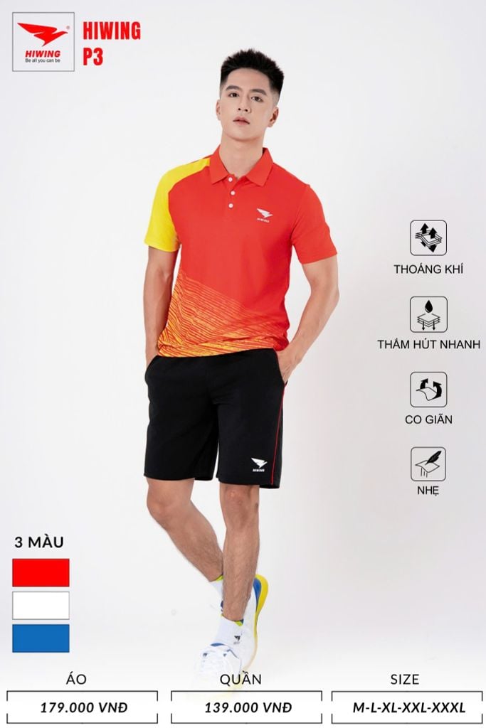 Áo Pickleball, Cầu Lông Hiwing P3 –  Màu Đỏ