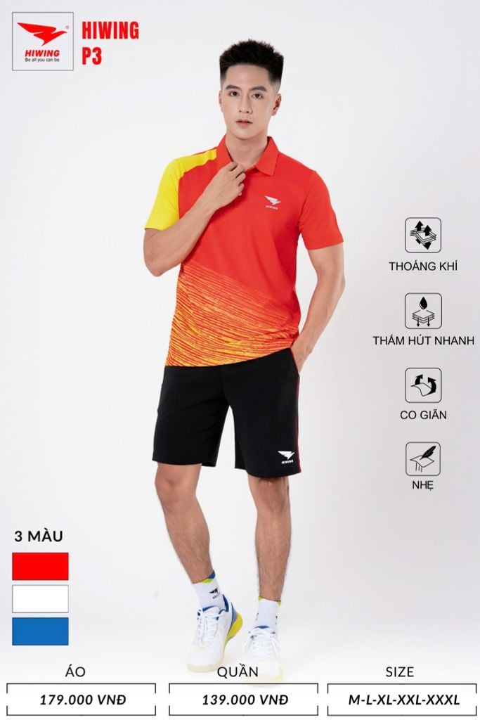 Áo Pickleball, Cầu Lông Hiwing P3 –  Màu Đỏ