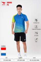 Áo Pickleball, Cầu Lông Hiwing P3 –  Màu Xanh